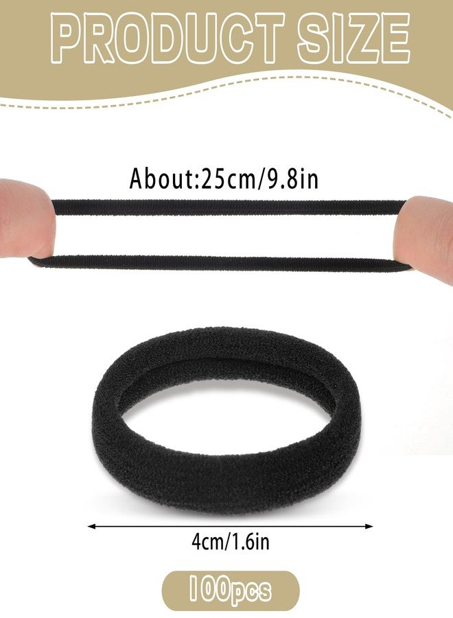 obeoby 100PCS Hair Ties for Thick Hair, Seamless Nylon Elastic Ponytail Holders, Bulk Black Hair Bands & Elastics for Women Girls - Image 2